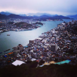 High angle view of city buildings