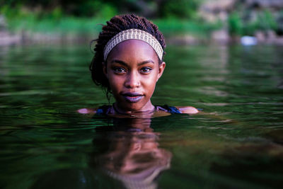 Portrait of woman in water