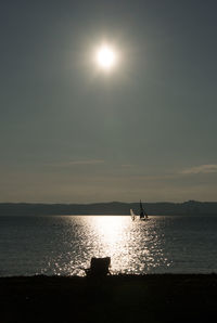 Scenic view of sea against sky at sunset