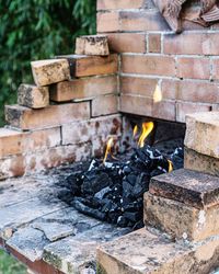 Close-up of fire on log