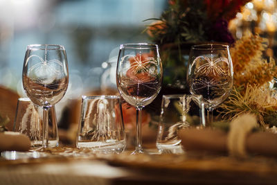 Luxury table settings for fine dining with and glassware, beautiful blurred  background. for events,