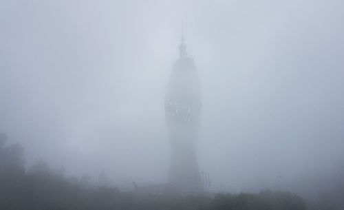 Buildings against sky during winter