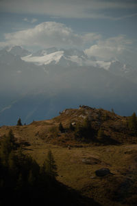 Scenic view of mountains against sky