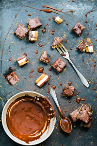 High angle view of chocolate on table