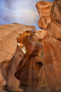 Low angle view of rock formation