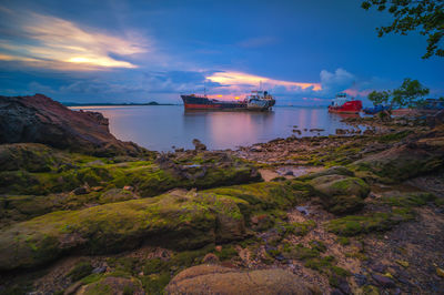 Scenic view of sea against sky during sunset