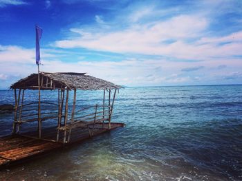 Scenic view of sea against cloudy sky