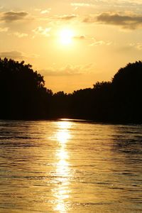 Scenic view of silhouette trees against sky during sunset