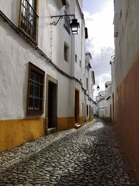 Narrow alley along buildings