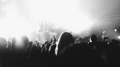 Crowd at music concert at night