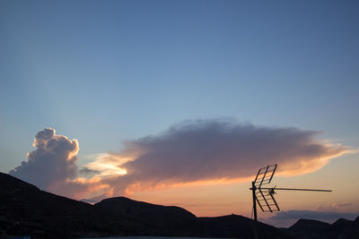 Low angle view of silhouette mountain against sky during sunset