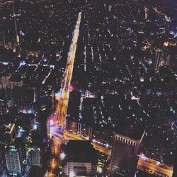 Illuminated cityscape at night
