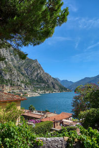 Scenic view of bay against sky