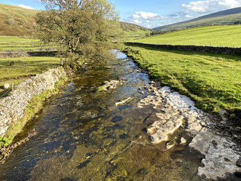 View of the river skirfare, as it makes its way toward kettlewell, in the yorkshire dales