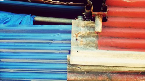 Close-up of multi colored blue wall