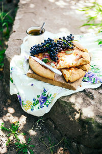 High angle view of food