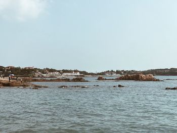 Scenic view of sea against clear sky