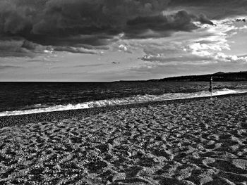 Scenic view of sea against cloudy sky