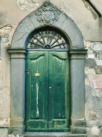 Closed door of old building