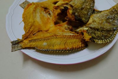 High angle view of food in plate