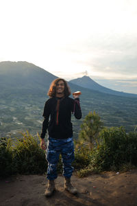 Eat bread at the top of the mountain. andong mountain, central java