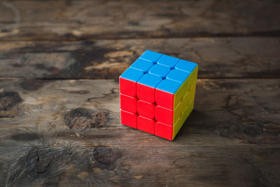 High angle view of toy on table