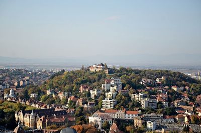 High angle view of townscape against sky