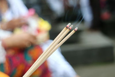 Close-up of incenses