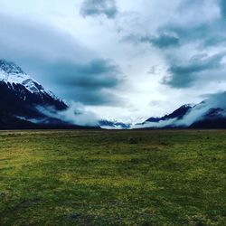 Scenic view of field against sky