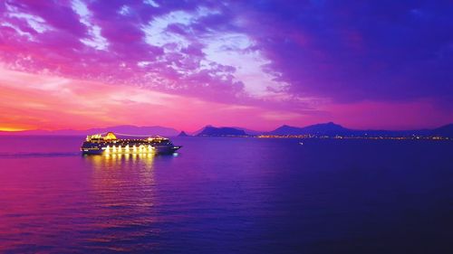 Scenic view of sea against sky at sunset