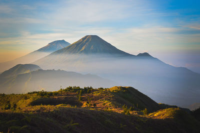 Scenic view of mountains against sky