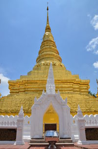 Low angle view of pagoda against sky