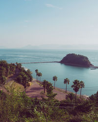 High angle view of sea against sky