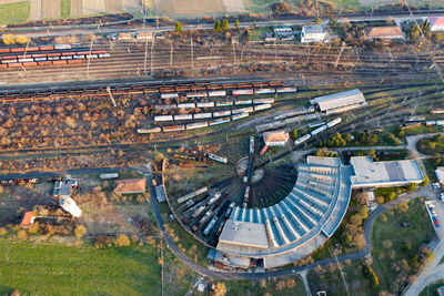 High angle view of buildings in city