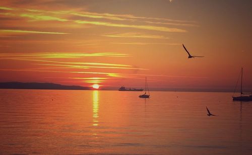 Scenic view of sunset over sea