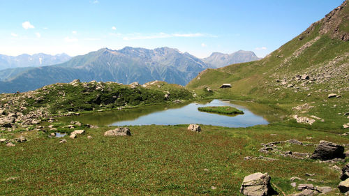Scenic view of lake against sky