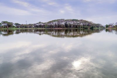 Scenic view of lake against sky