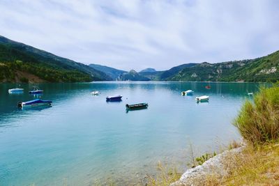 Scenic view of lake against sky
