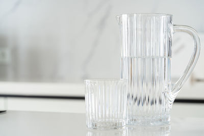 Close-up of drinking glass on table