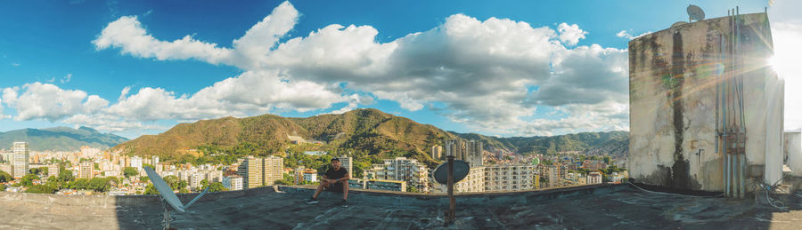 Panoramic view of rocky mountains against sky