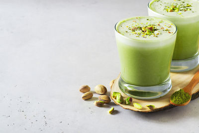 Close-up of drink served on table