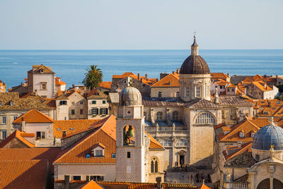 Aerial view on the old city of dubrovnik from the city walls, croatia