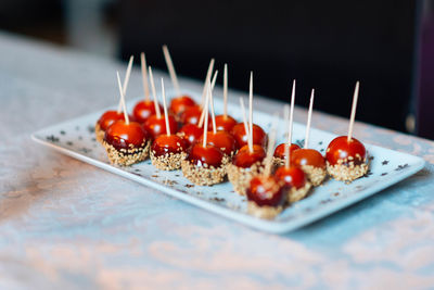 Close-up of fruits on table