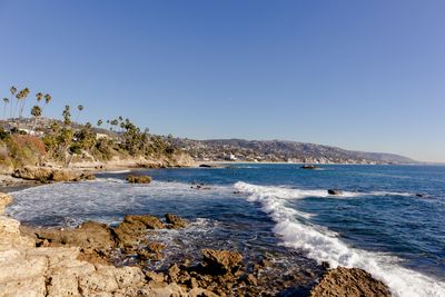 Scenic view of sea against clear sky