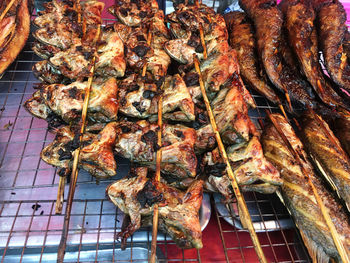 High angle view of meat for sale