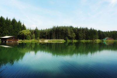 Scenic view of lake against sky