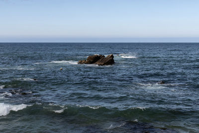 Scenic view of sea against clear sky