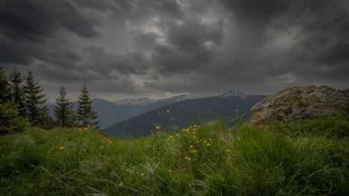 Scenic view of mountains against sky