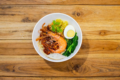 High angle view of meal served on table