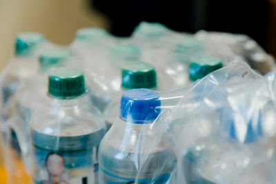 Close-up of water bottles